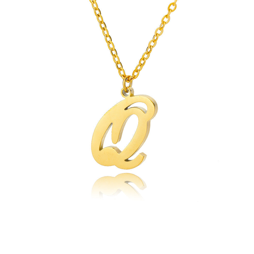 Stainless Steel 26 English Letter Necklace Brand: aeac