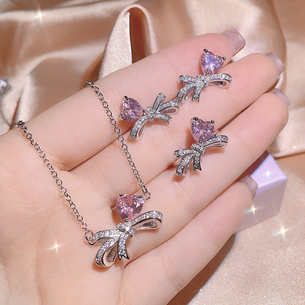 Love Bowknot Zircon Jewelry Three Piece Set Brand: aeac
