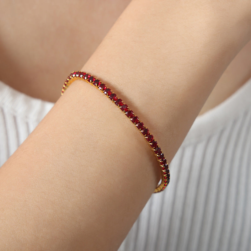Colorful Zircon Stretch Bracelet Titanium Steel Brand: aeac