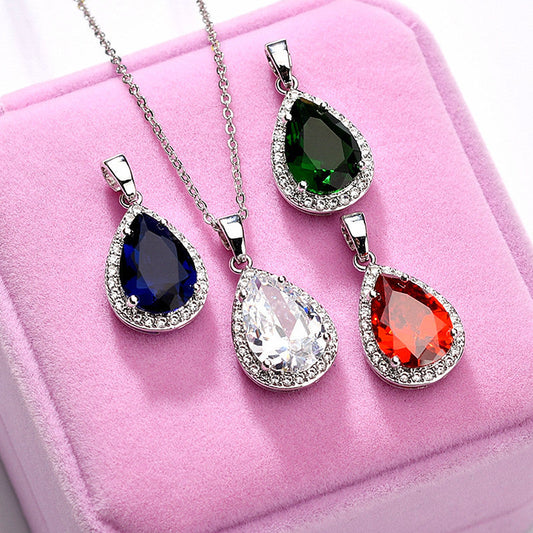 Zircon Platinum-plated Temperament AAA Crystal Drop Pendant Exquisite Necklace Brand: aeac