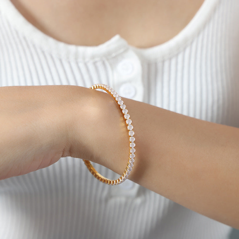 Colorful Zircon Stretch Bracelet Titanium Steel Brand: aeac