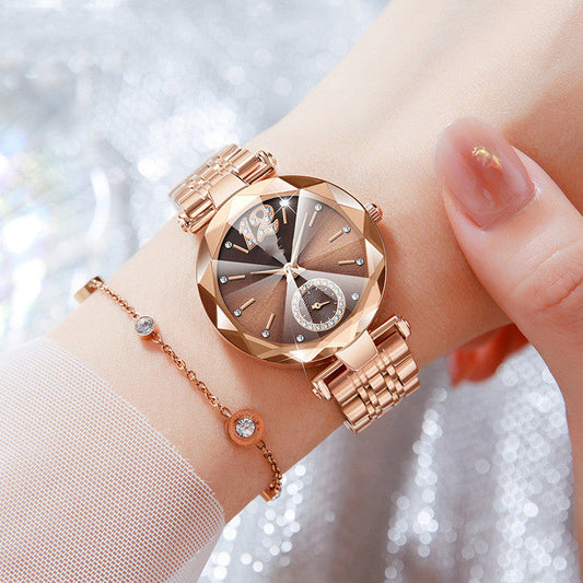Women's Fashionable Multi-pronged Gradient Glass With Diamond Face Watch Brand: aeac