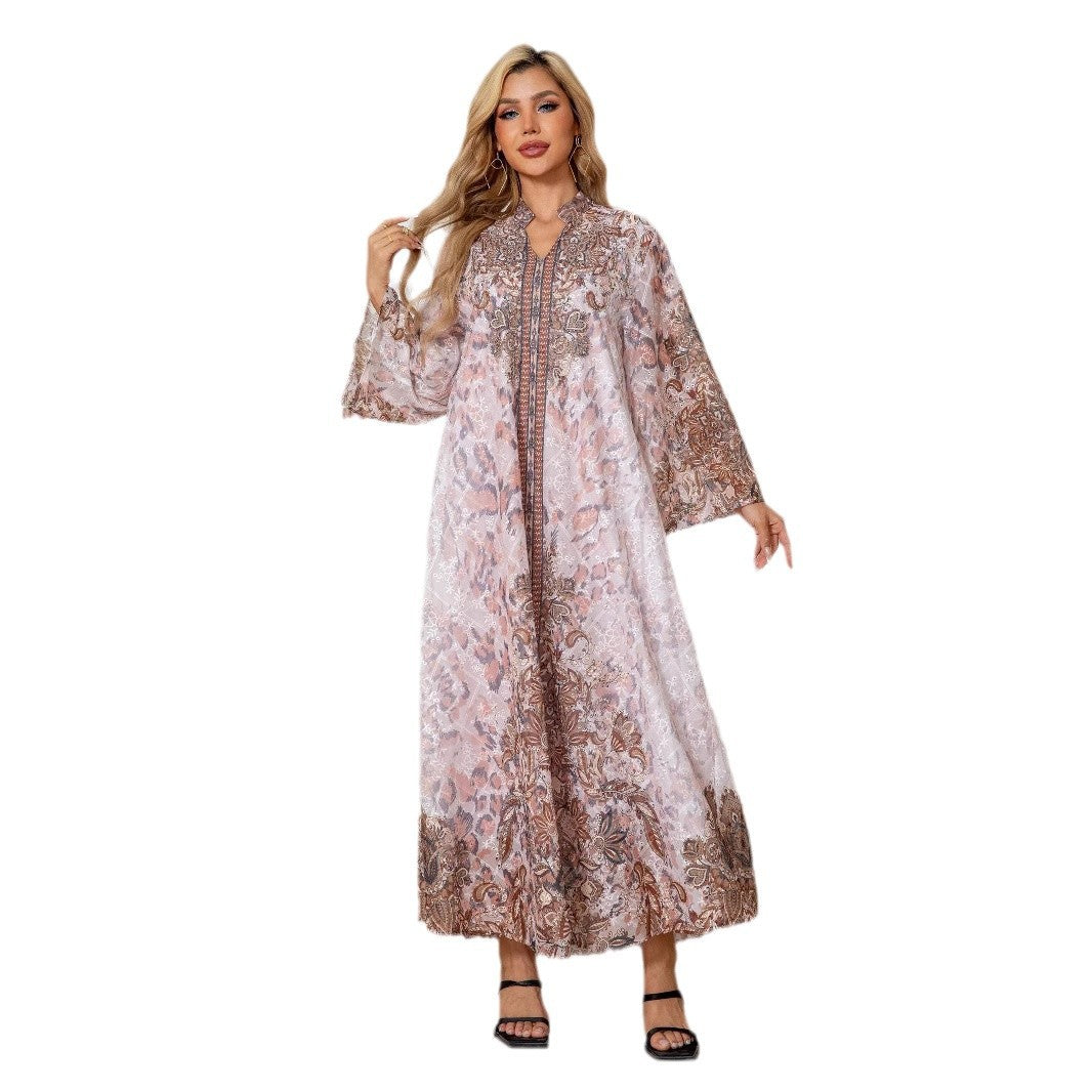 Womens Robe Embroidered Fabric Printed Dress Brand: aeac