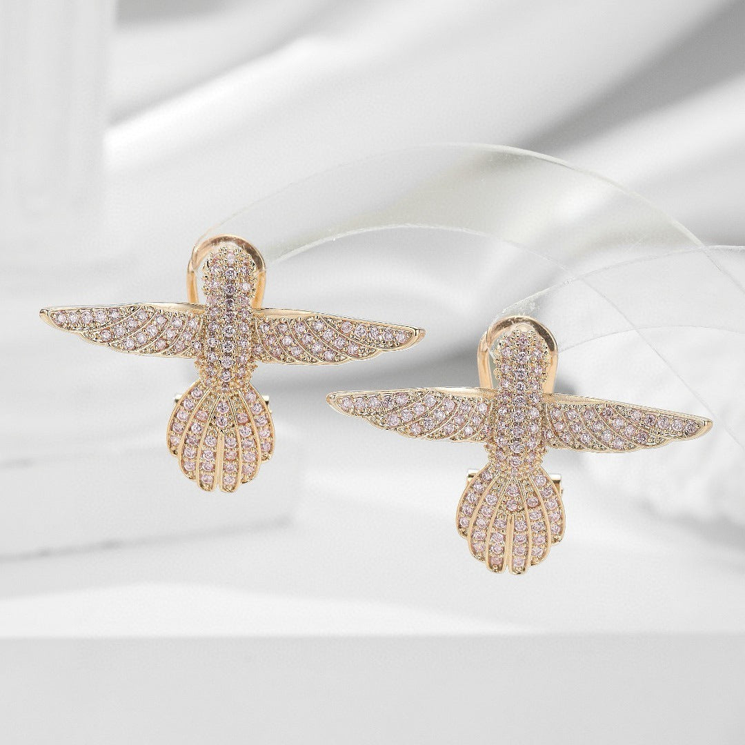 Micro-pave Zircon Bird Earrings With A Light, Luxurious And High-end Vibe Brand: aeac