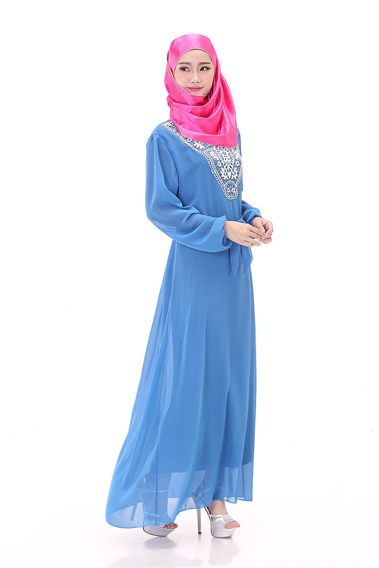 Muslim Robe Arab Hui Ethnic Women Chiffon Plus Size Women's Long-sleeved Dress Brand: aeac