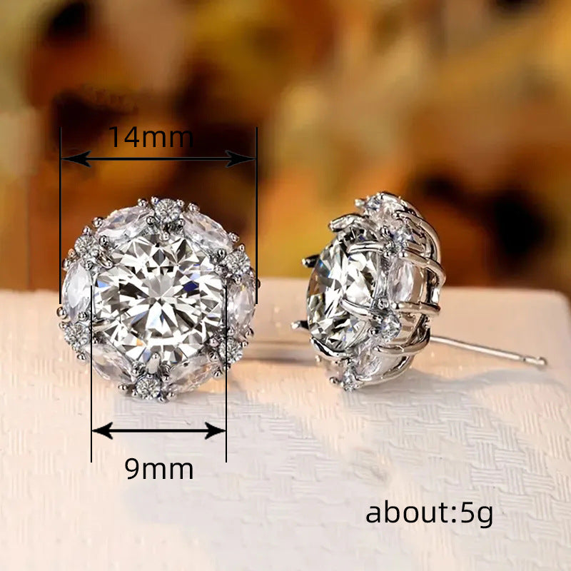 Fashion Zircon Round Stud Earrings For Women Brand: aeac