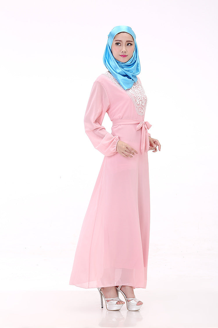 Muslim Robe Arab Hui Ethnic Women Chiffon Plus Size Women's Long-sleeved Dress Brand: aeac