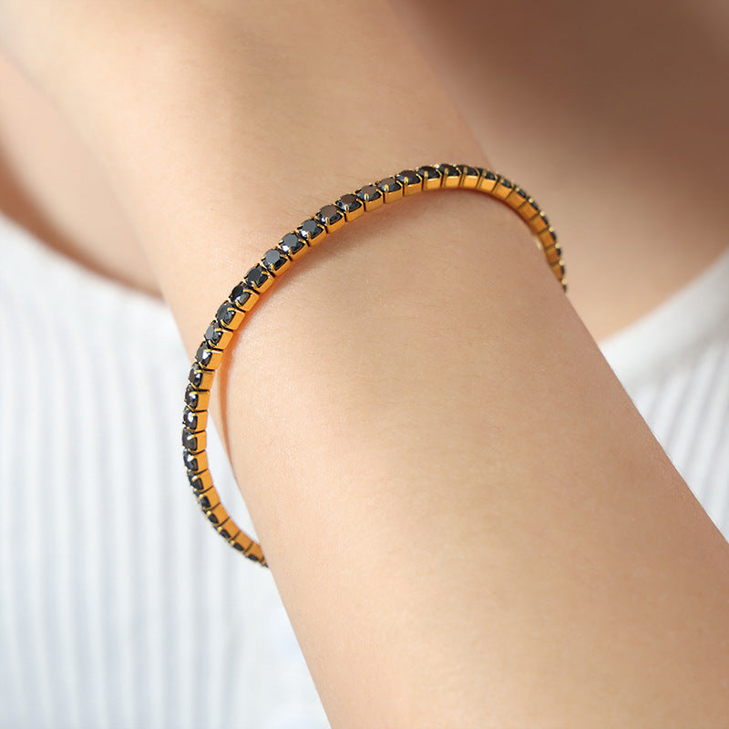 Colorful Zircon Stretch Bracelet Titanium Steel Brand: aeac