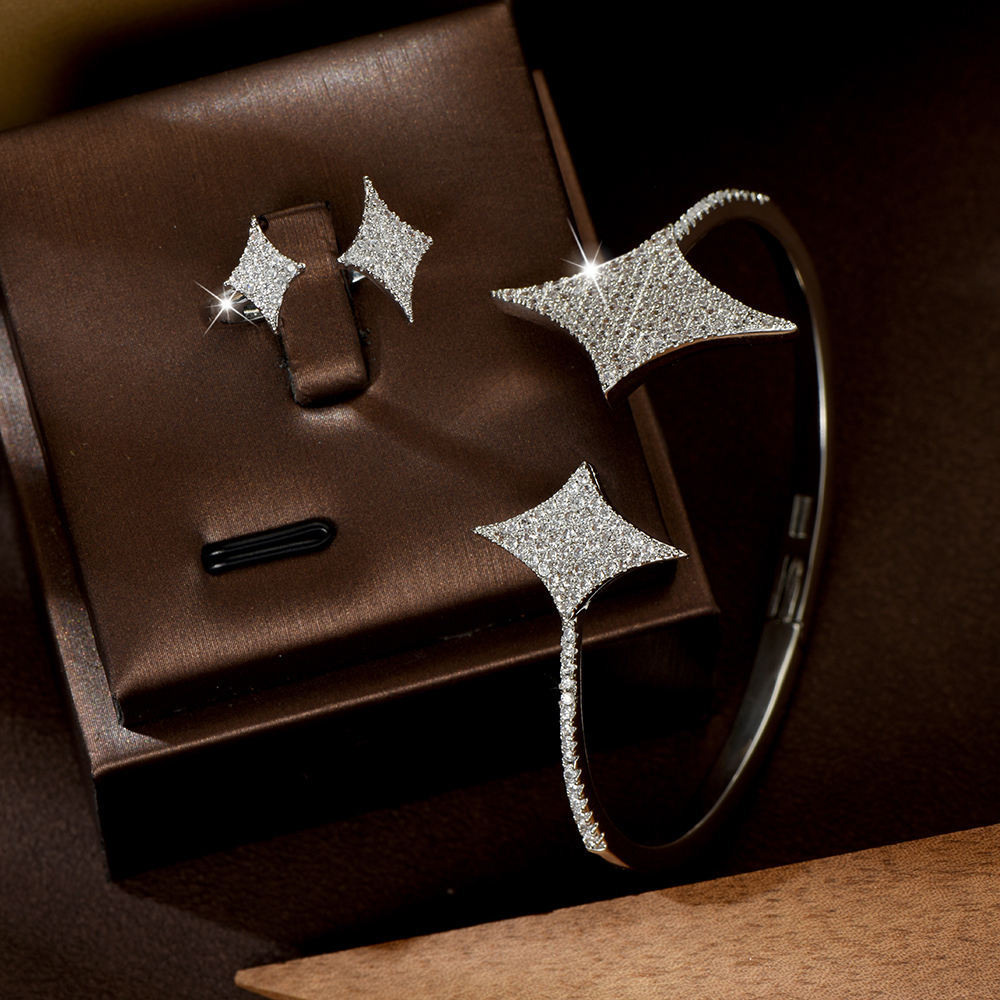 Simple Full Micro-paved Walewise Extension Jewelry Set Star Bracelet Brand: aeac