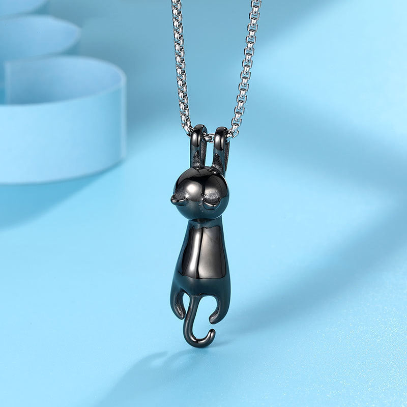 Cat Necklace Pendant Titanium Steel Necklace Peeping Cat Brand: aeac