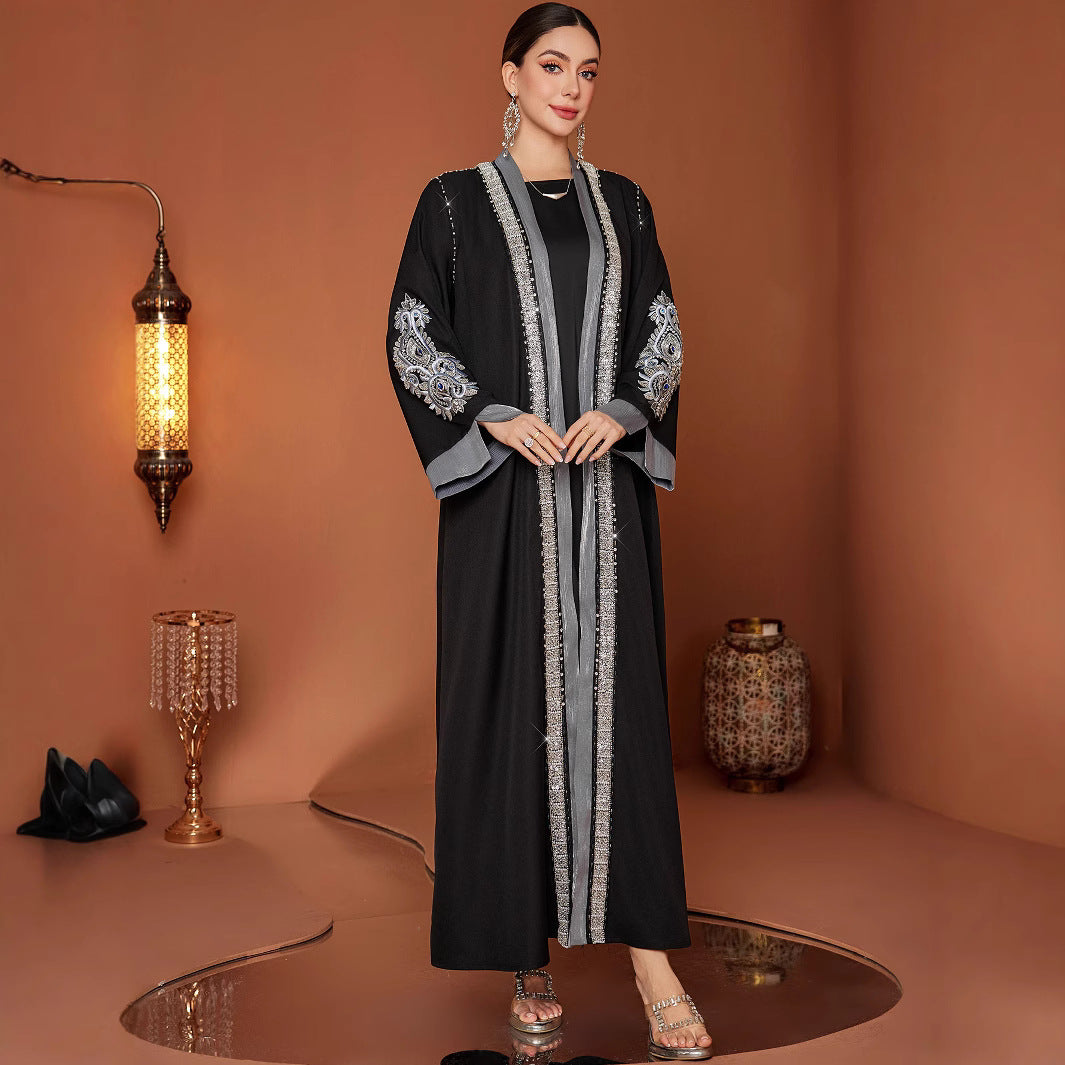 Embroidered Plus-Size Cardigan Long Robe Outerwear Coat Brand: aeac