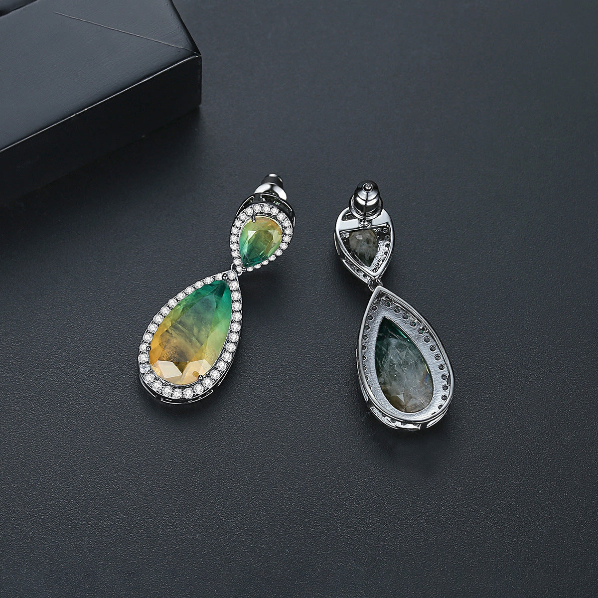 Bright Color Gem Earrings Copper Inlaid Synthetic Gemstone Earrings Brand: aeac