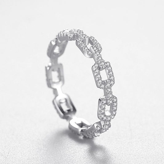 S925 Sterling Silver Chain Full Diamond Ring Brand: aeac