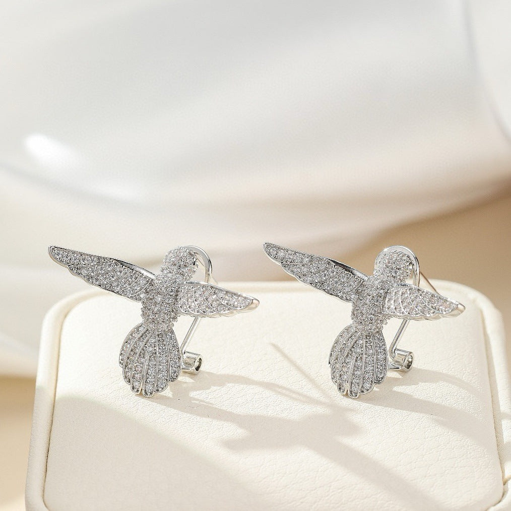Micro-pave Zircon Bird Earrings With A Light, Luxurious And High-end Vibe Brand: aeac