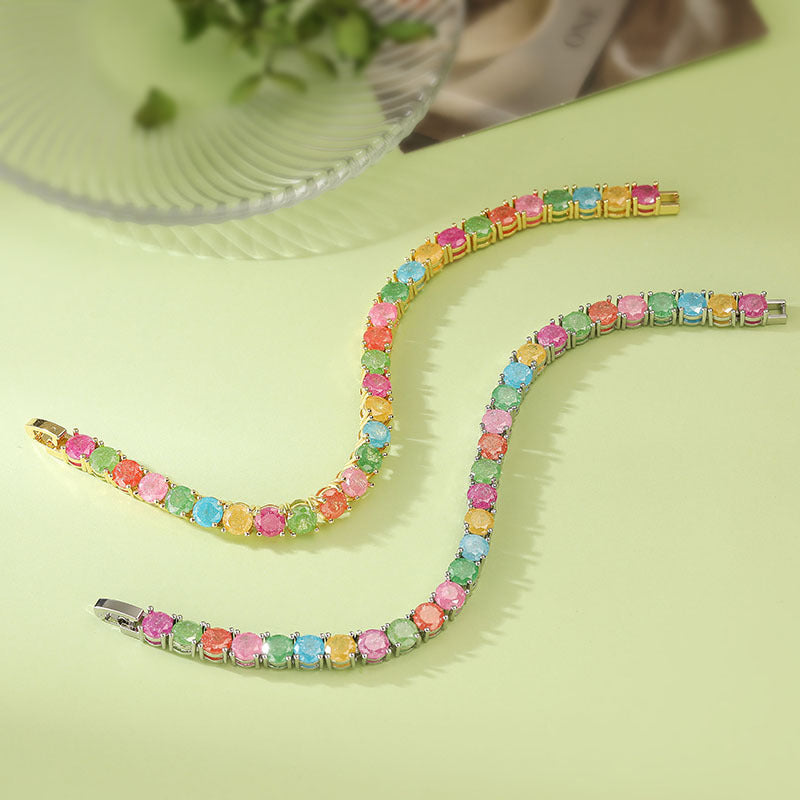 Fashionable And Light Luxury Copper Inlaid With Colored Diamond Round Bracelet Brand: aeac