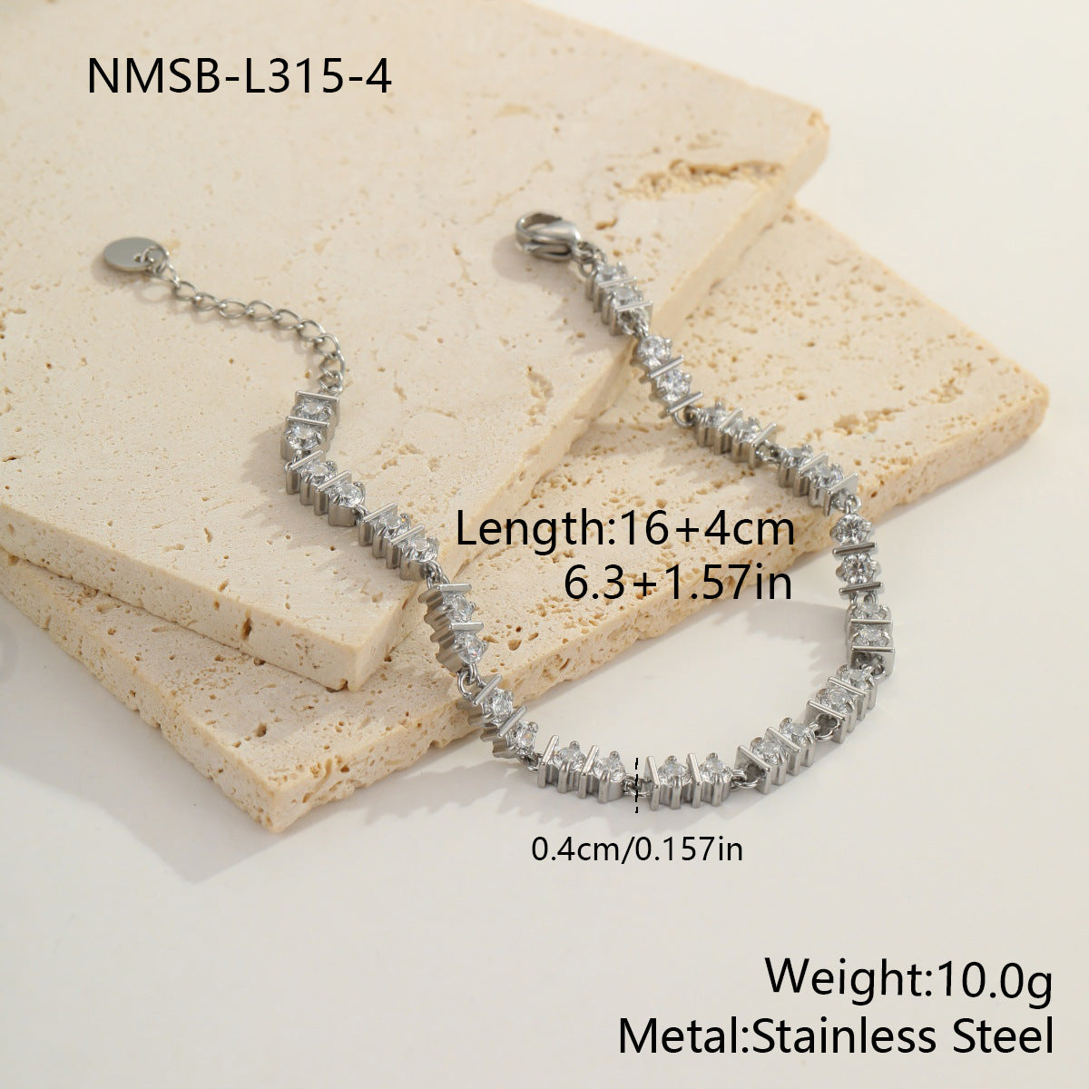Color-Protecting Stainless Steel Round Heart Zircon Bracelet Brand: aeac