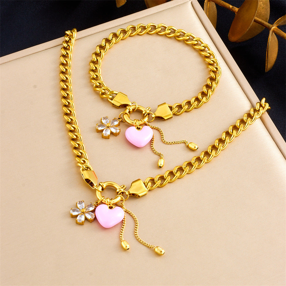 Tassel Stainless Steel Bracelet And Necklace Set Trendy Jewelry Brand: aeac