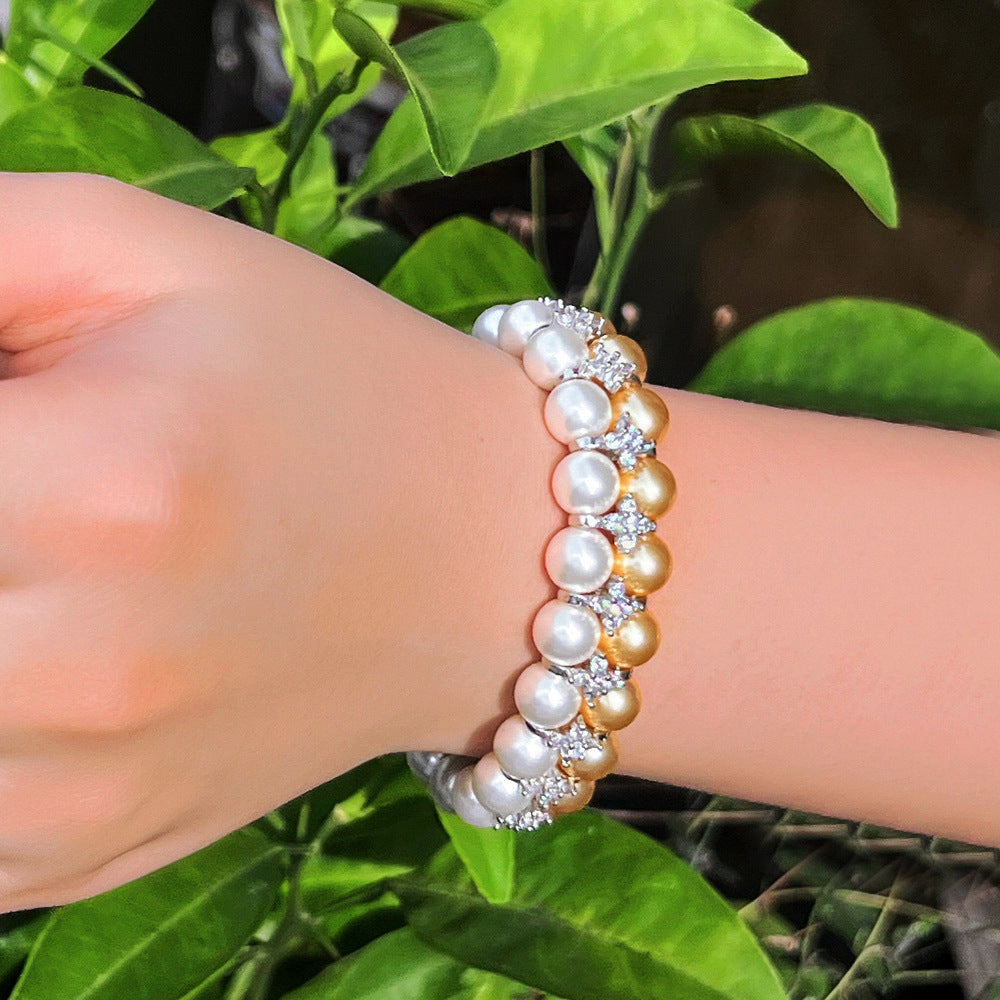 Micro Inlaid Zircon Banquet Evening Dress Shell Pearls Hand Jewelry Brand: aeac