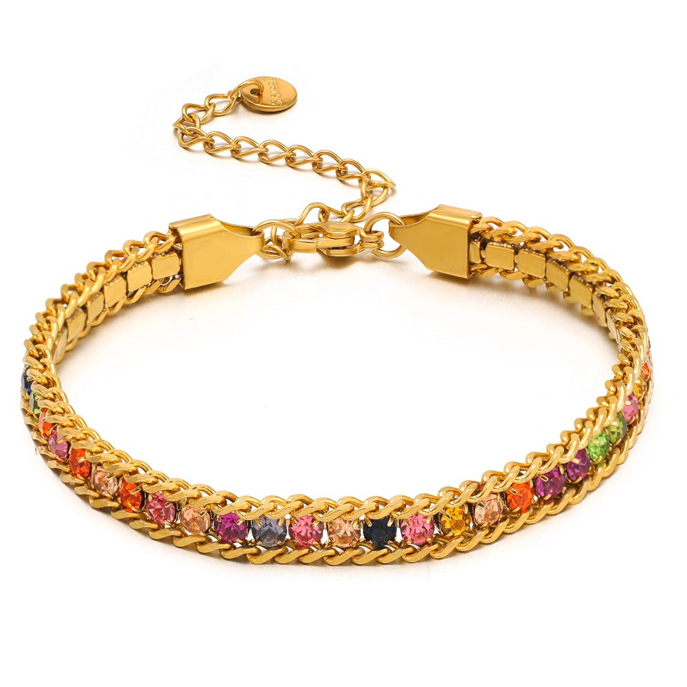 Single-sided Zircon-studded Chain Pearlt Bracelet Brand: aeac