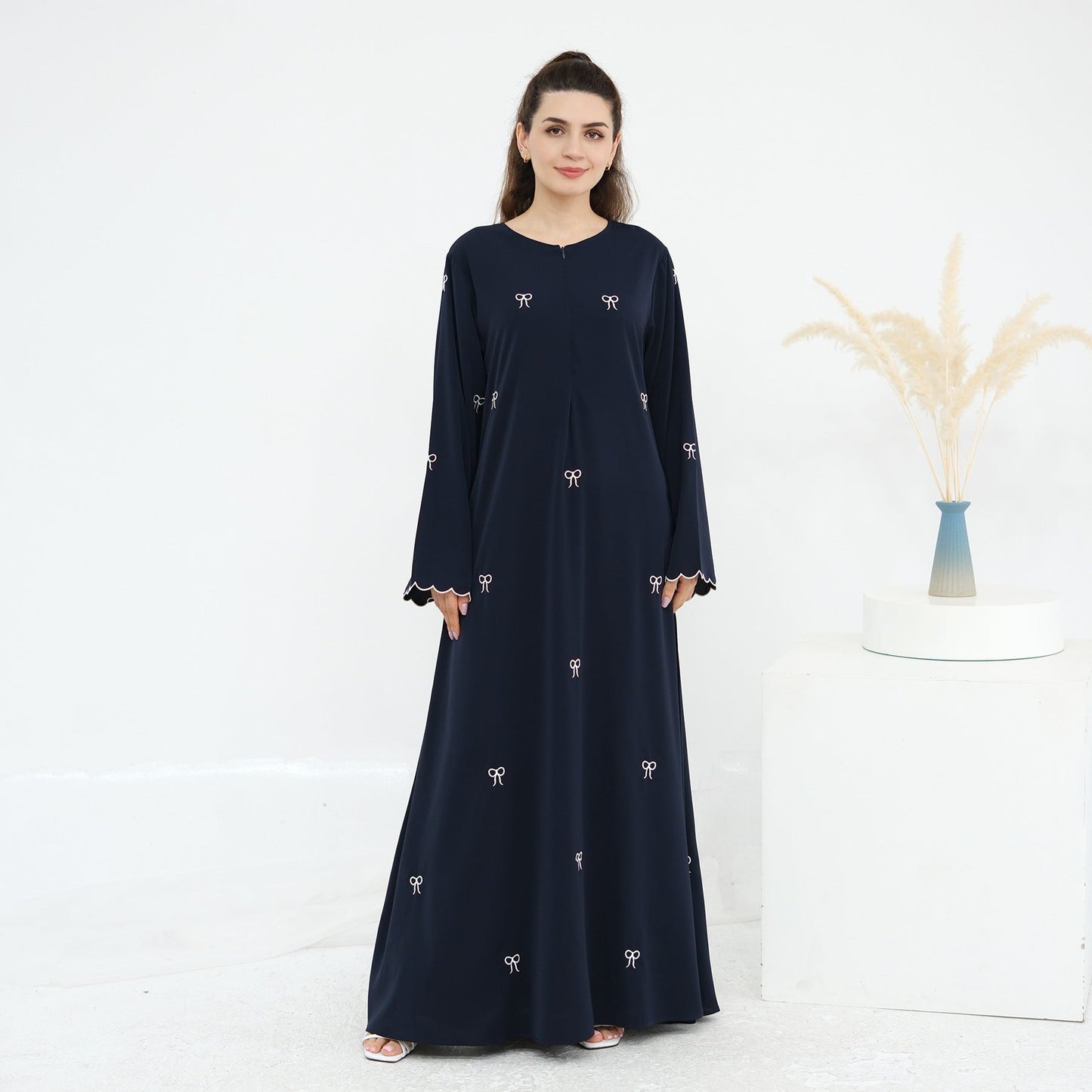 Bow-knot Embroidered Long Sleeve Dress Brand: aeac