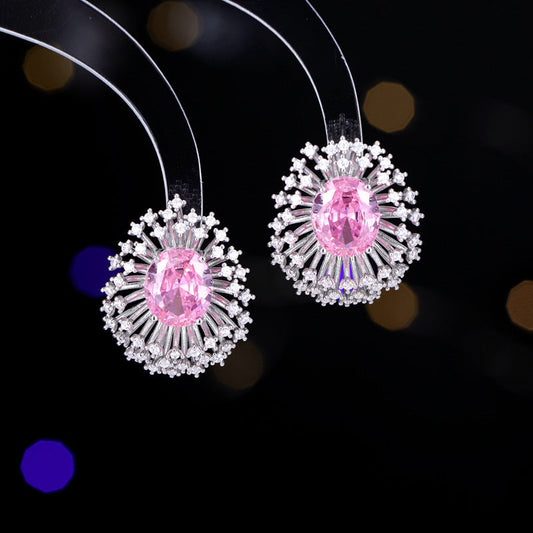 Sterling Silver Needle Light Luxury High-grade Luxury Blooming Fireworks Earrings Brand: aeac