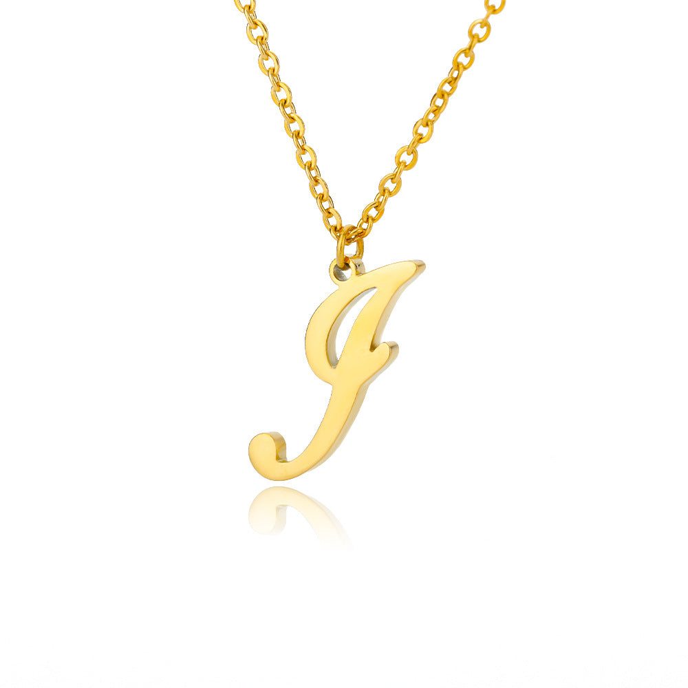 Stainless Steel 26 English Letter Necklace Brand: aeac