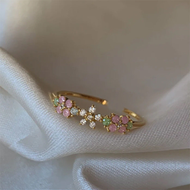 Retro Pink Heart Butterfly Flower Ring – Cute Multi-Element Open Design Brand: aeac