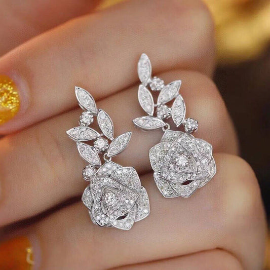 Flower Rose Earrings For Women Shiny Brand: aeac