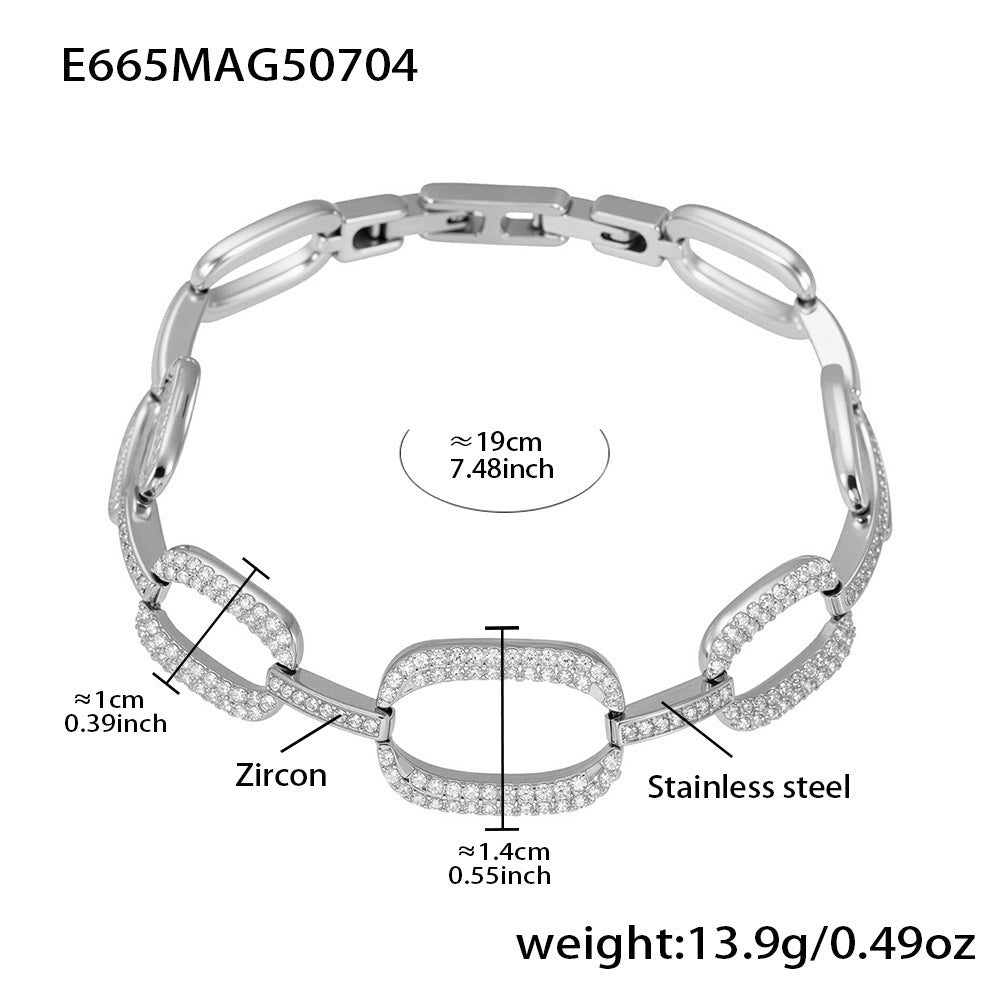 European And American Instagram-style Stainless Steel 5A Zirconia Four-leaf Clover Full Diamond Bracelet Brand: aeac