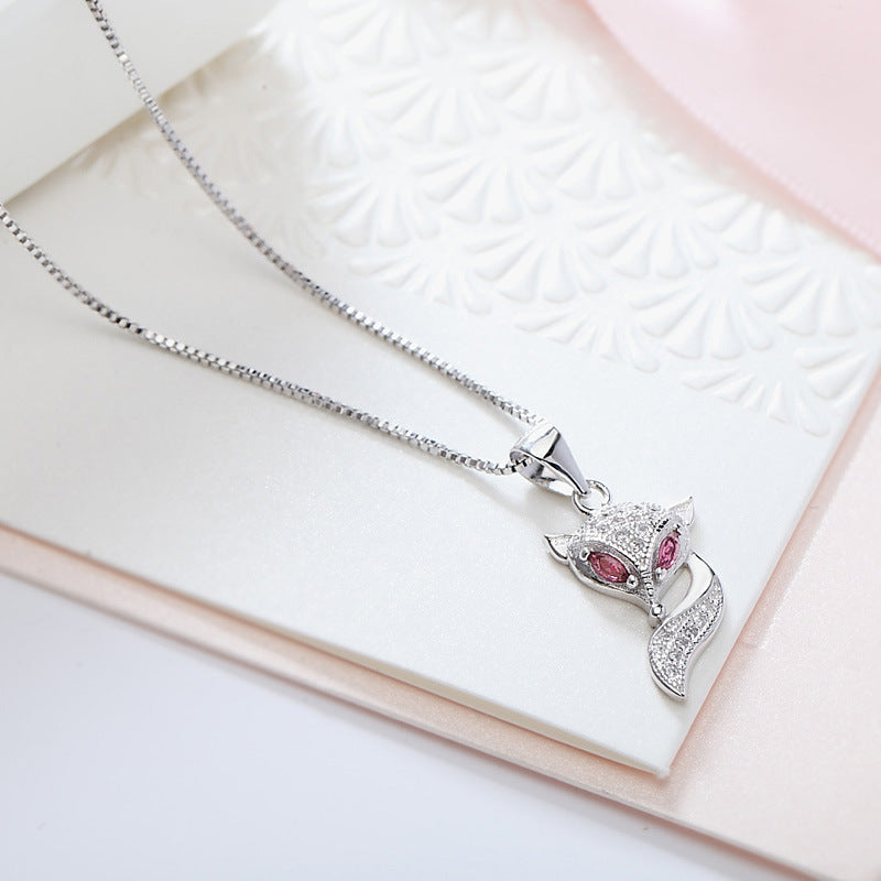 925 Sterling Silver Genuine Micro Inlaid Zircon Fox Pendant Brand: aeac