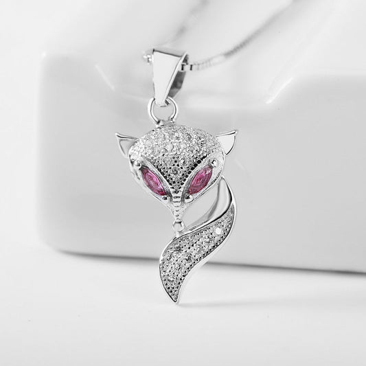 925 Sterling Silver Genuine Micro Inlaid Zircon Fox Pendant Brand: aeac