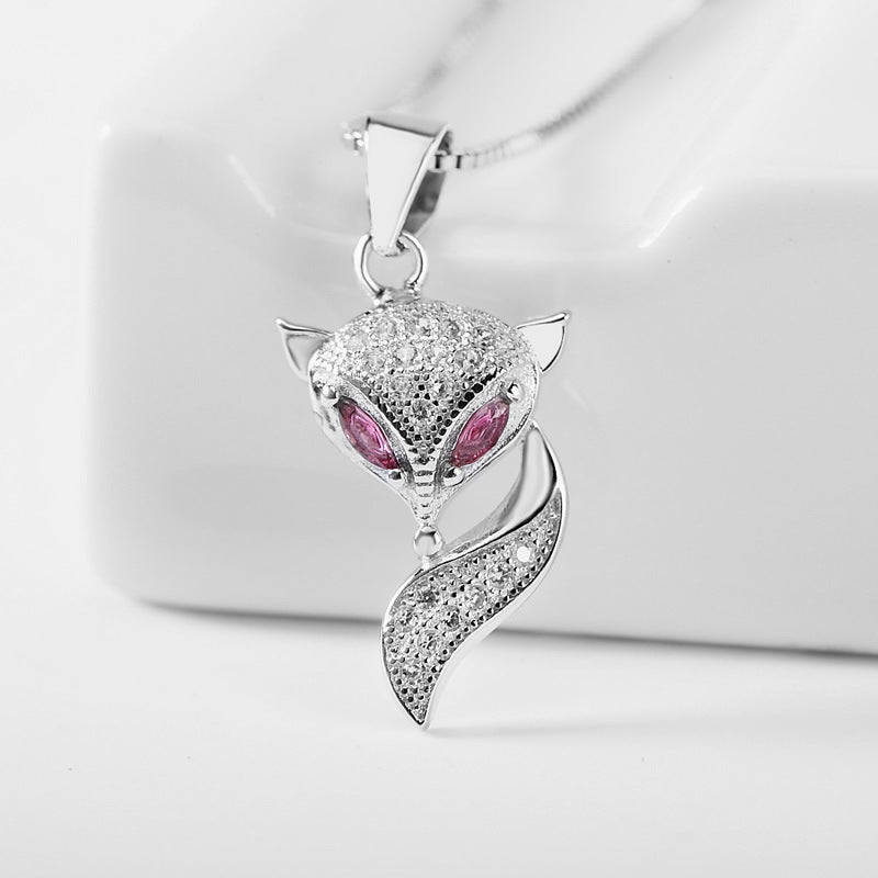 925 Sterling Silver Genuine Micro Inlaid Zircon Fox Pendant Brand: aeac