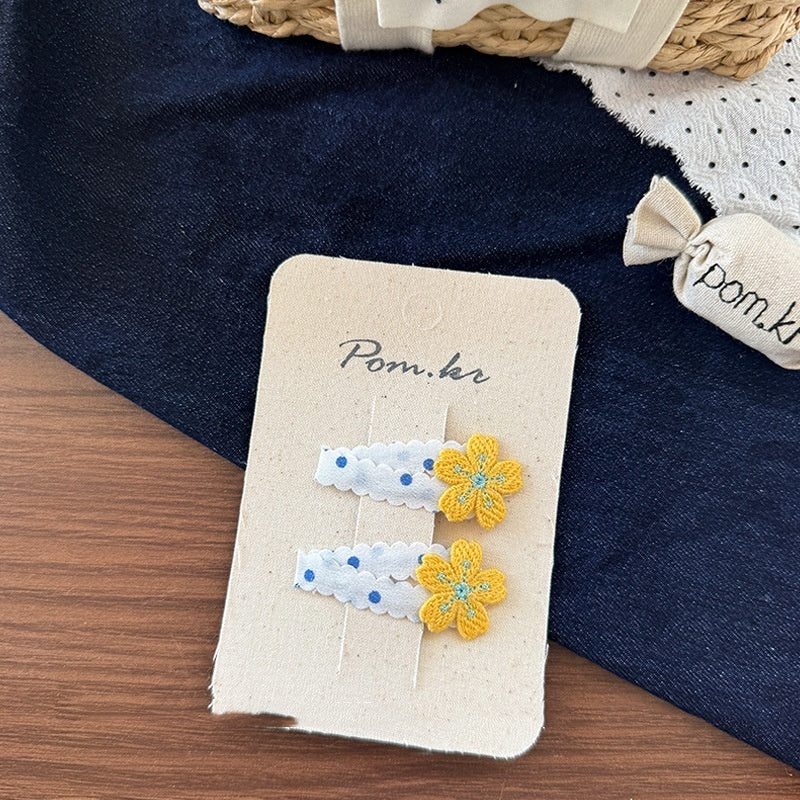 New Children's Denim Handmade Flower Polka Dot Bow Barrettes Brand: aeac
