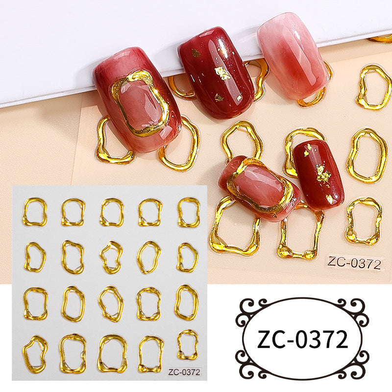 Semi-Transparent Heart-shaped Gold-Stamped Embossed Nail Stickers Brand: aeac