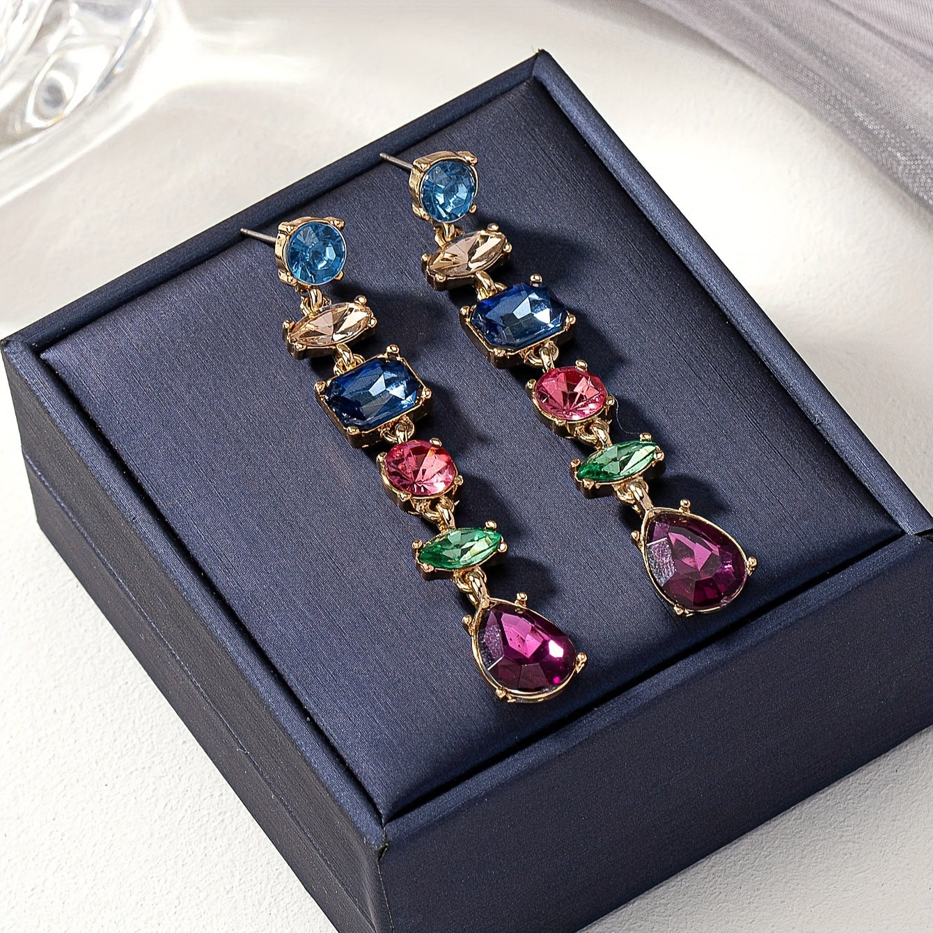 Colorful Drop-shaped Earrings Eardrops Three-section Evening Dress With Earrings Brand: aeac