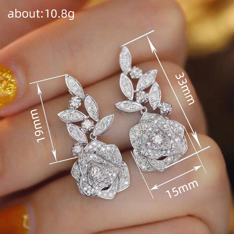 Flower Rose Earrings For Women Shiny Brand: aeac