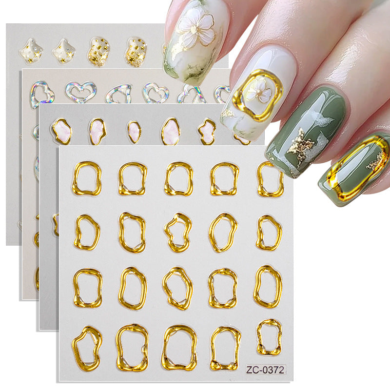 Semi-Transparent Heart-shaped Gold-Stamped Embossed Nail Stickers Brand: aeac