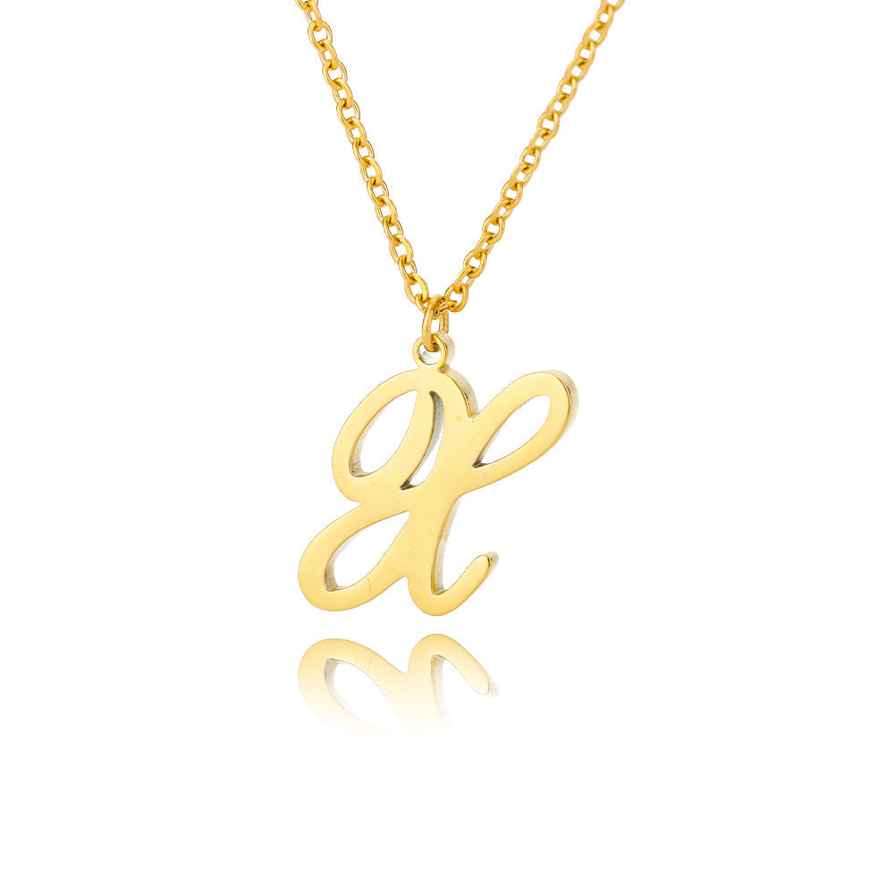 Stainless Steel 26 English Letter Necklace Brand: aeac