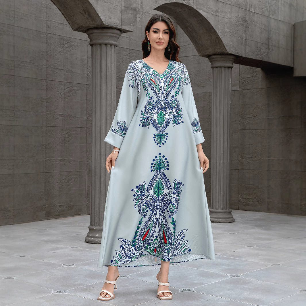 Womens Robe-style Dress With Heat-sealed Rhinestones And Beads Brand: aeac