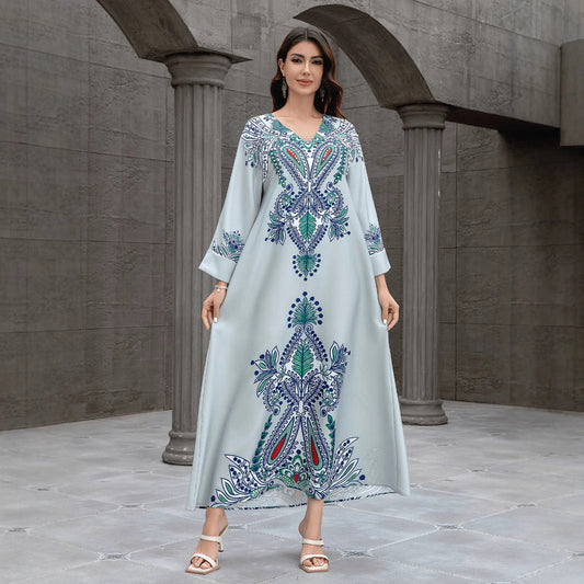 Womens Robe-style Dress With Heat-sealed Rhinestones And Beads Brand: aeac