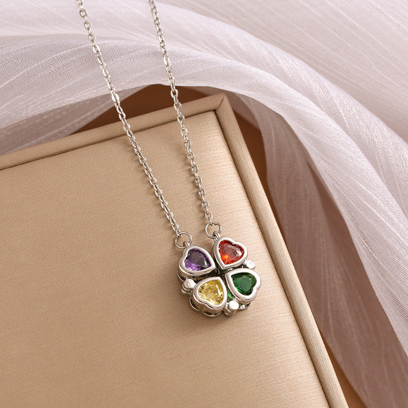 Four-Leaf Clover Pendant Necklace Female Korean Malachite Brand: aeac