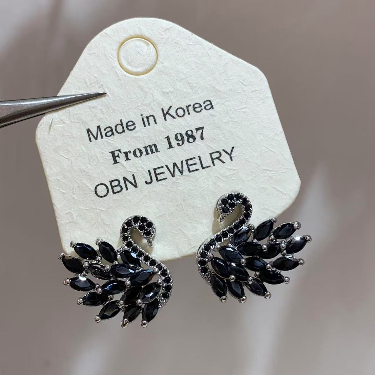 Light Luxury Exquisite Super Zircon Swan Earrings Personality Classic Brand: aeac