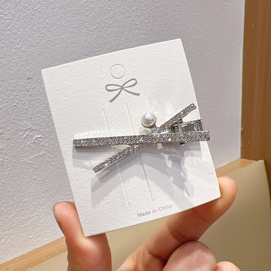 Fashion Silver Cross X-shaped Rhinestone Barrettes Women Brand: aeac