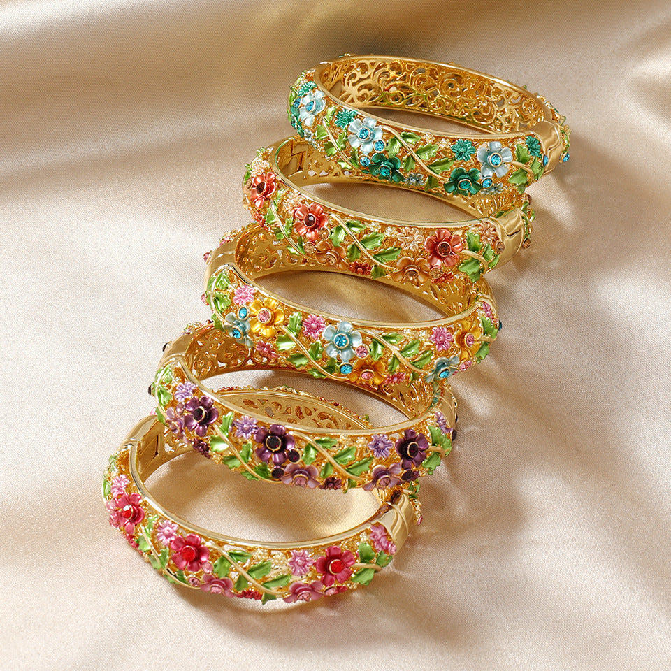 Women's Ethnic Style Hollow Painted Alloy Bracelet Brand: aeac