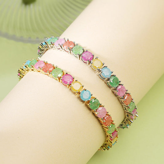 Fashionable And Light Luxury Copper Inlaid With Colored Diamond Round Bracelet Brand: aeac