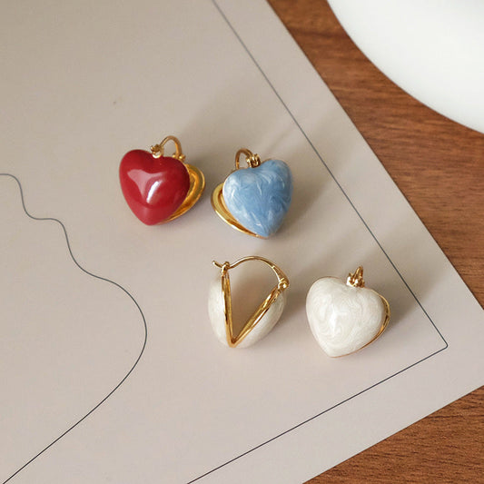 Retro Dripping Oil Love Heart Stud Earrings Brand: aeac