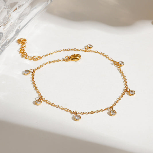 Stainless Steel All-match Zircon Anklet Brand: aeac