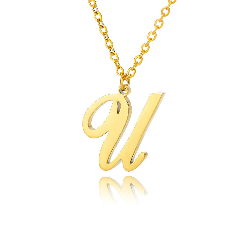 Stainless Steel 26 English Letter Necklace Brand: aeac