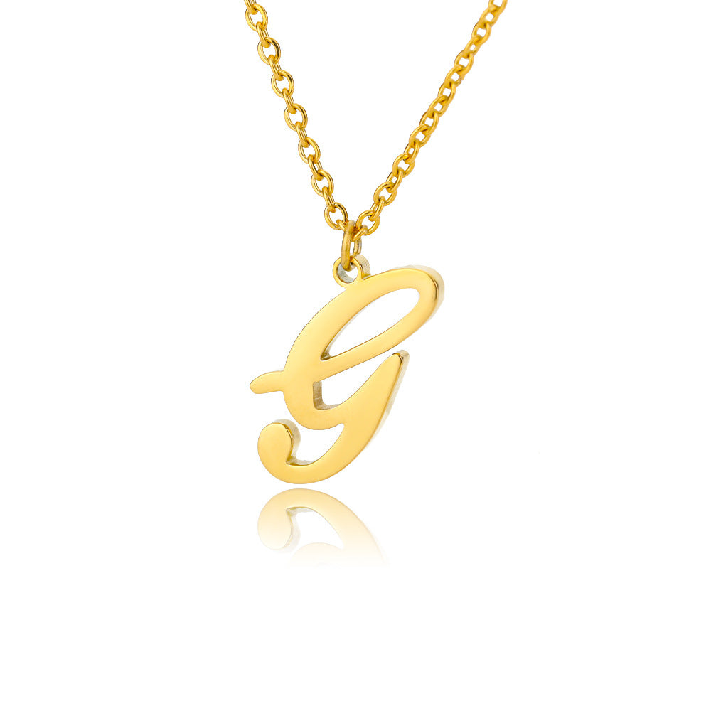 Stainless Steel 26 English Letter Necklace Brand: aeac