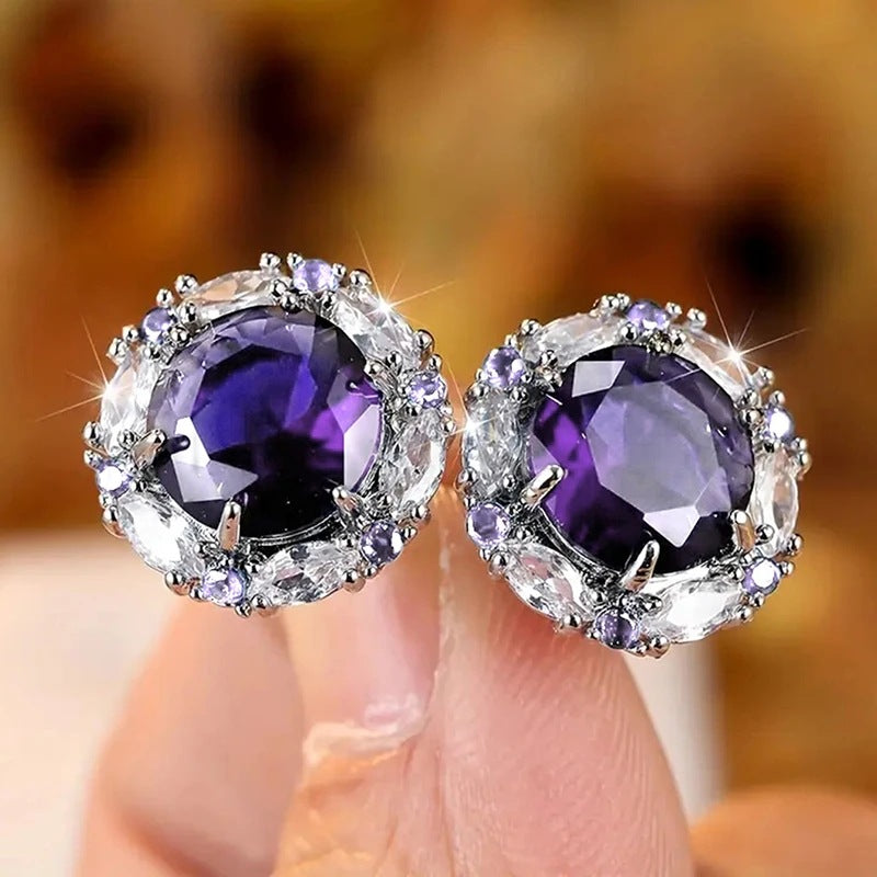 Fashion Zircon Round Stud Earrings For Women Brand: aeac